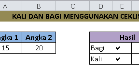 Perkalian dan Pembagian Menggunakan Ceklis Dalam Excel